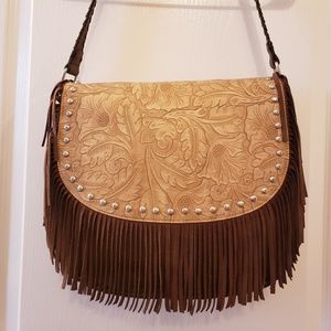 Western / Boho Fringed Paisley Studded Purse